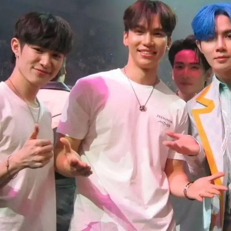 T-pop الدراما التايلاندية كتي فطيرة CutiePieSeries ZeePruk NuNew ZeeNunew ZeeNew زي طالب فضفاض غير رسمي قصير الأكمام تي شيرت هدية #5