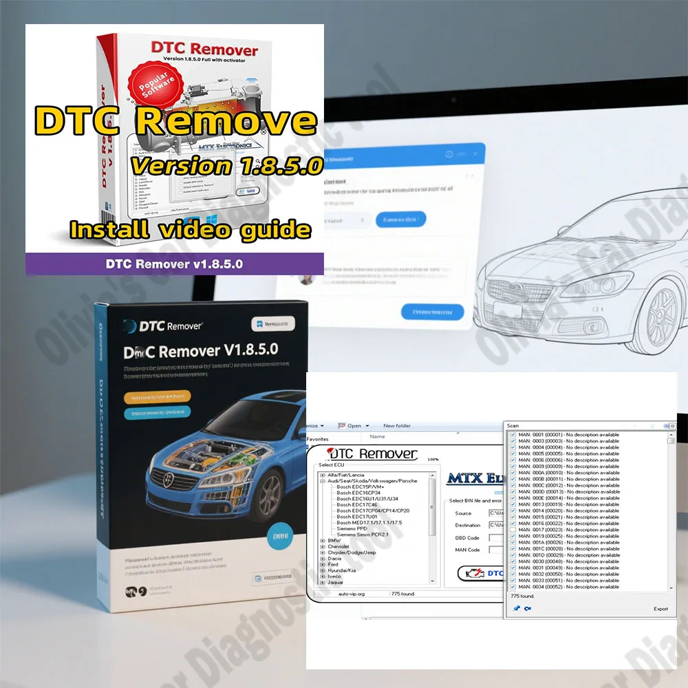 

DTC Remover 1.8.5.0 Car accessories For KESS KTAG FGTECH OBD2 Software MTX DTC Remover Keygen Full Unlimited Software for Window
