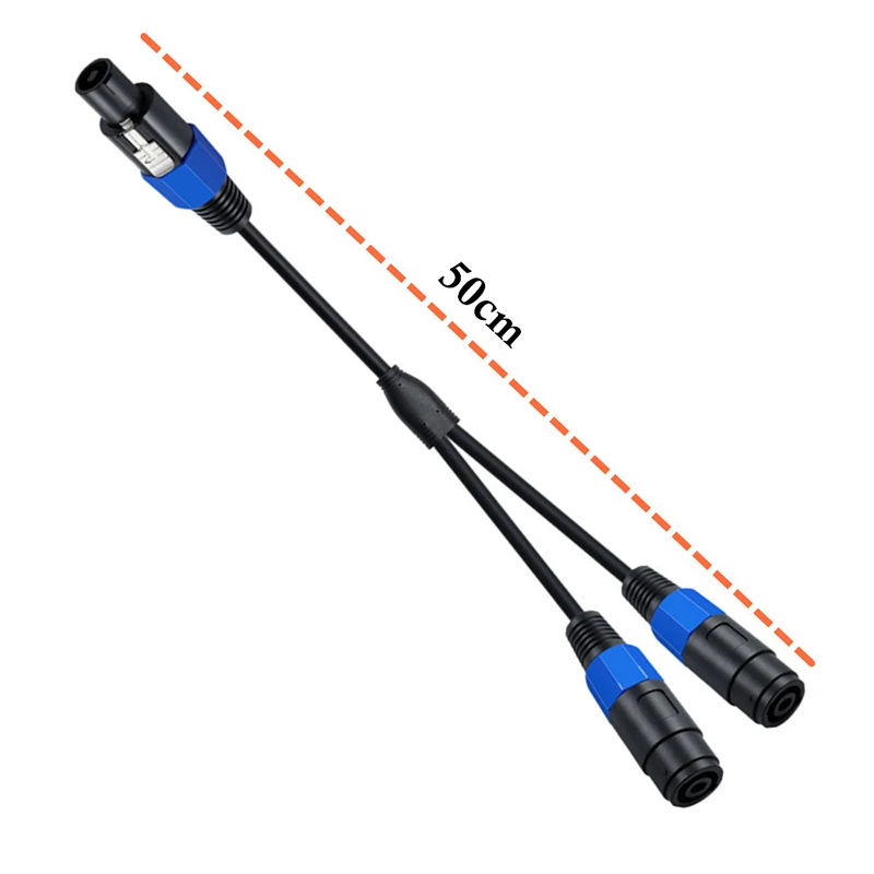 Speakon 1 Male / Female to 2 Male / Female Splitter Cable Speaker Break Out Twist Lock Audio Cable 4 Core Connector Plug 0.5m
