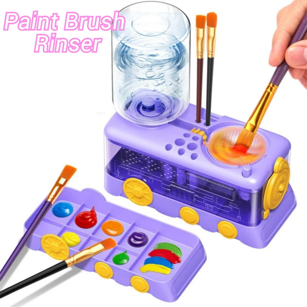 

Multifunctional Paint Brush Washer with Drain Button Automatic Water Circulation Art Tools Paint Brush Clean Device