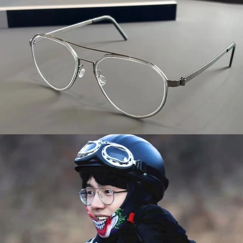 

Denmark Brand Teardrop-shaped 2375 Eyeglassess Women Men Glasses Frame Titanium Eyeglass Frames Ultralight Screwless Rimless New