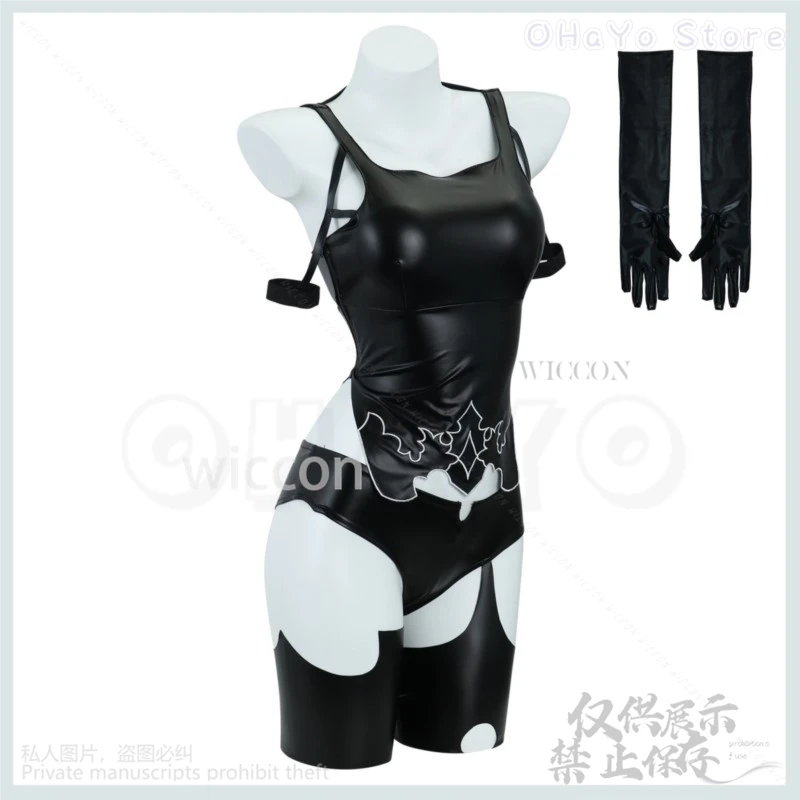 Anime Game Niel:Automataa YoRHa Cosplay No.2 Costume A2 Wig Black PU Tops Shorts Woman Sexy Carnival Halloween Party Suit Lolita