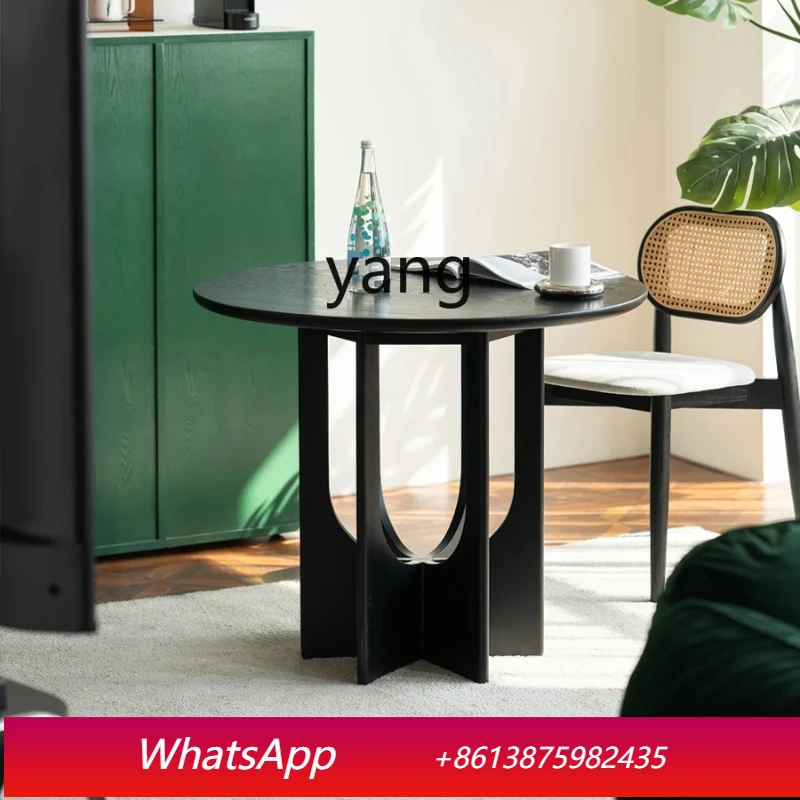 

LMM solid wood dining table and chair combination household small apartment dining table cherry wood retro small round table