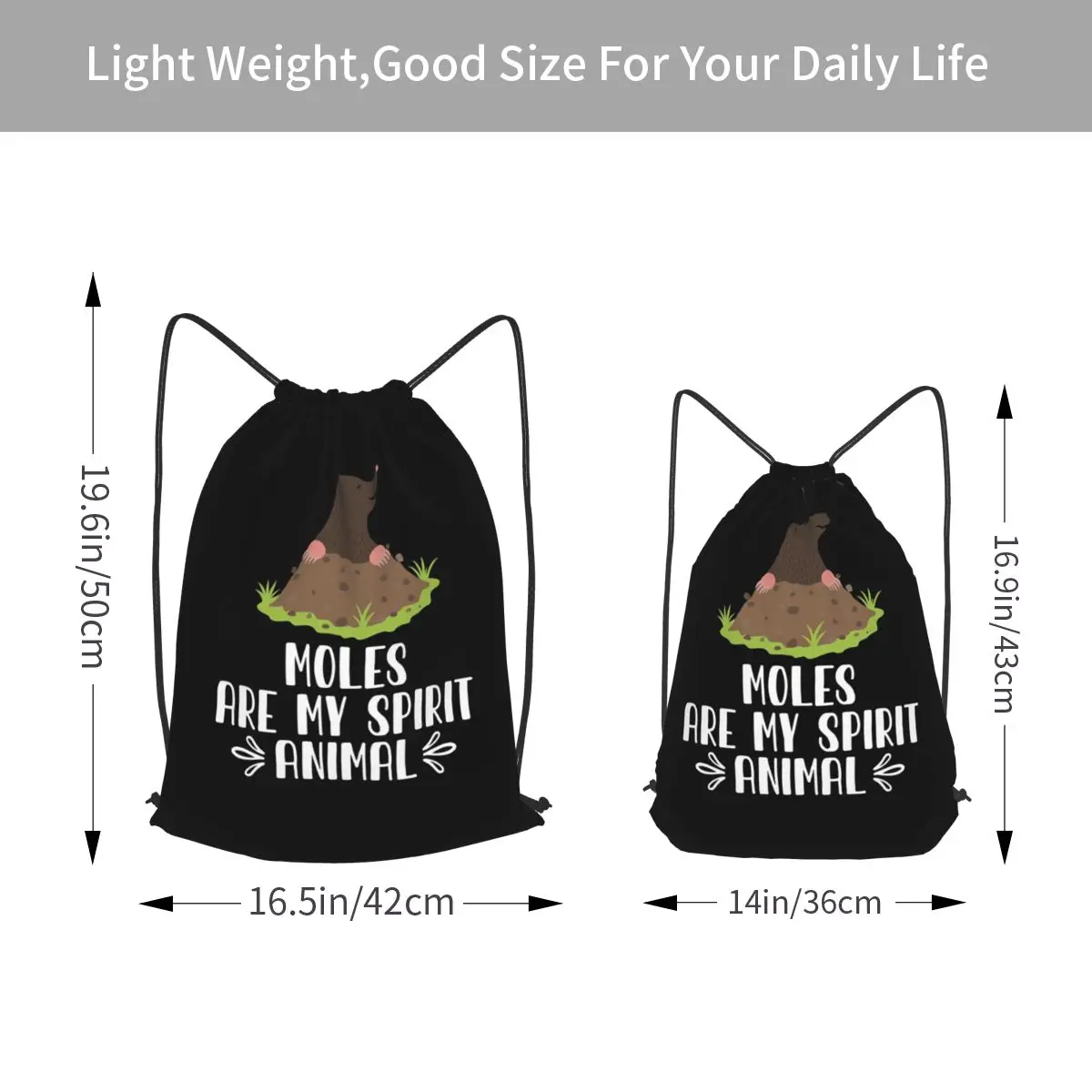 Moles Are My Spirit Animal Backpacks Portable Drawstring Bags Sports Bag Book Bags for Travel School