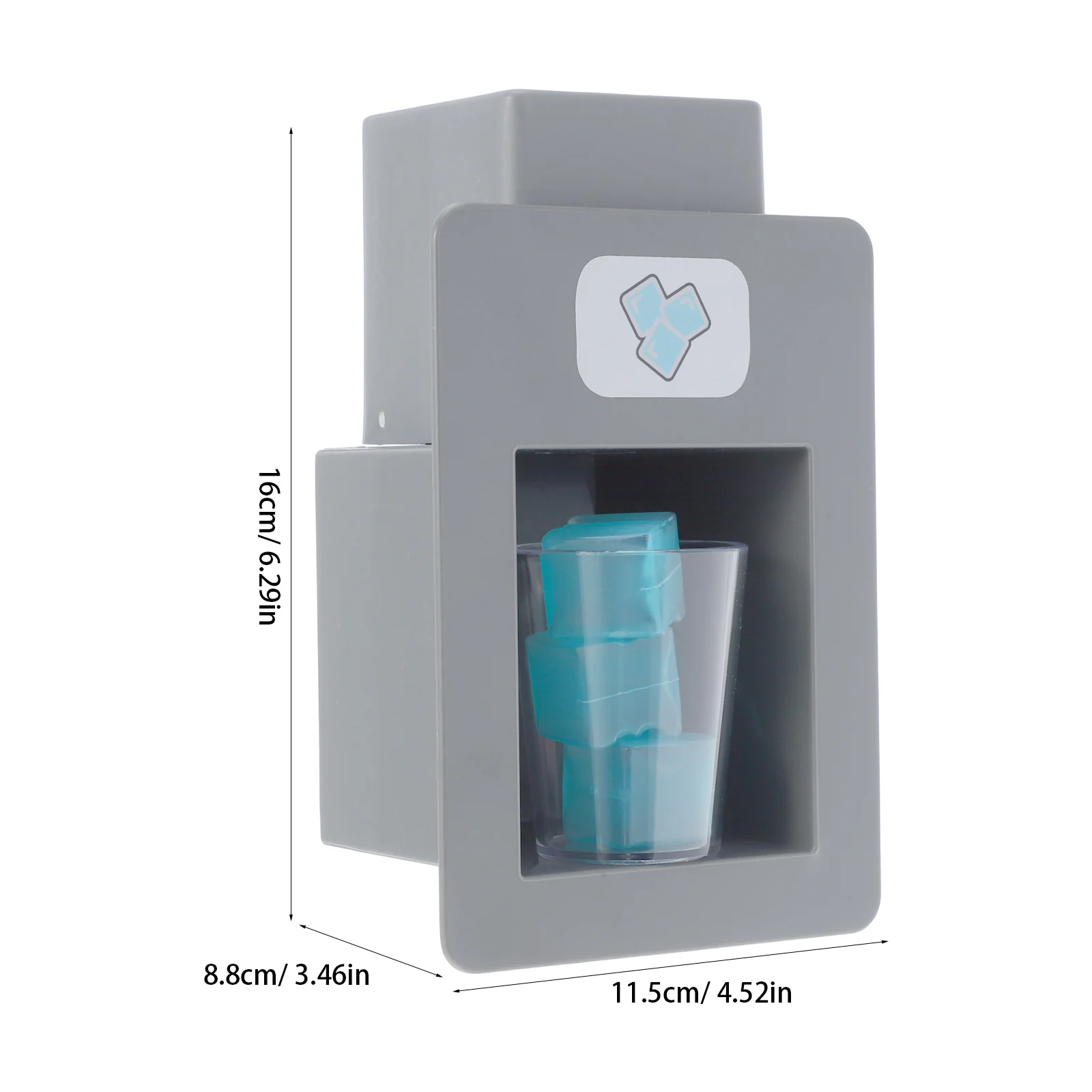 Interactive Children's Ice Maker Kitchen Appliance Gray Body Transparent Cup Simulation for Toddlers Preschool Play