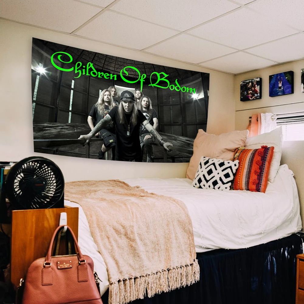 QdDeco Pop Rock Band Poster Hanging Cloth Childrens Of Bodoms Wall Tapestries Music Studio Bar Cafe Home Decorations