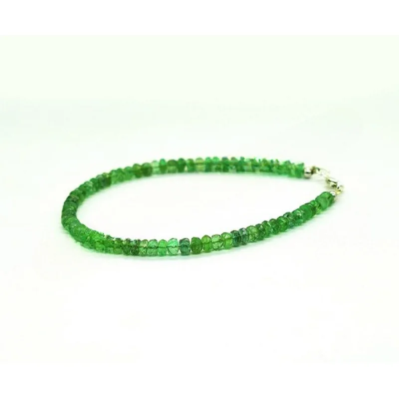 

AA Natural Zambian Beaded Bracelet, Green Emerald Faceted Roundel Beads