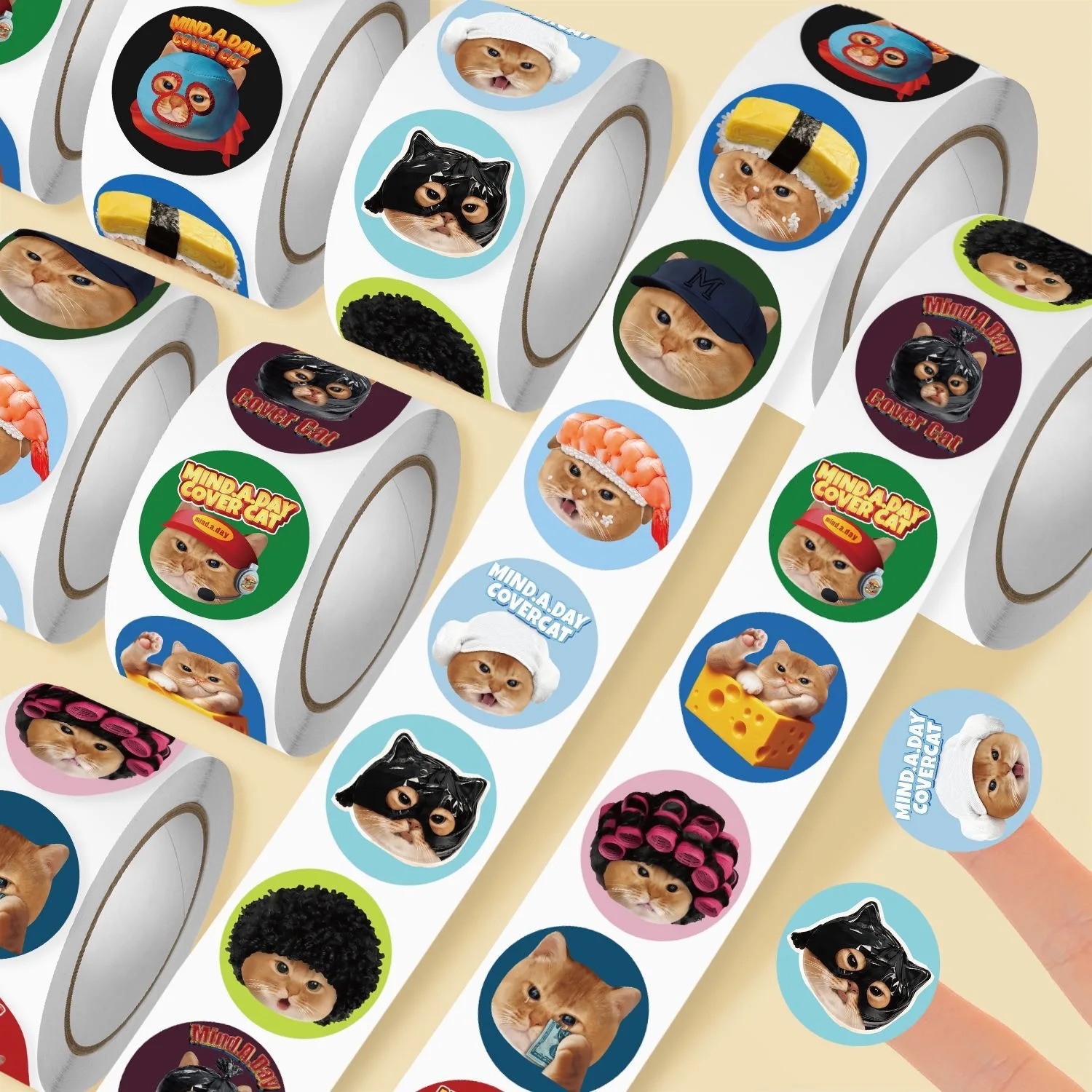 500 Stück/Rolle Niedliche Katzen-Cartoon-Aufkleber im koreanischen Stil für DIY-Skateboard, Laptop, Gitarre, Telefon, Auto, Dekorationsaufkleber