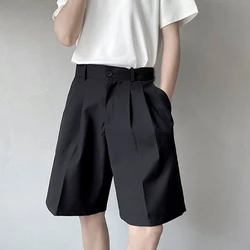 Mens Fashionable British Suit Shorts 2024 Summer Loose Wide-Leg Y2k Shorts Trendy Drape Casual Five-Quarter Pants Mens Clothing