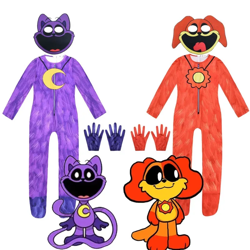 

Новая игра, детский костюм с улыбающимися животными, комбинезон для косплея с изображением собаки на день, комплекты для мальчиков и девочек, забавная одежда на Хэллоуин