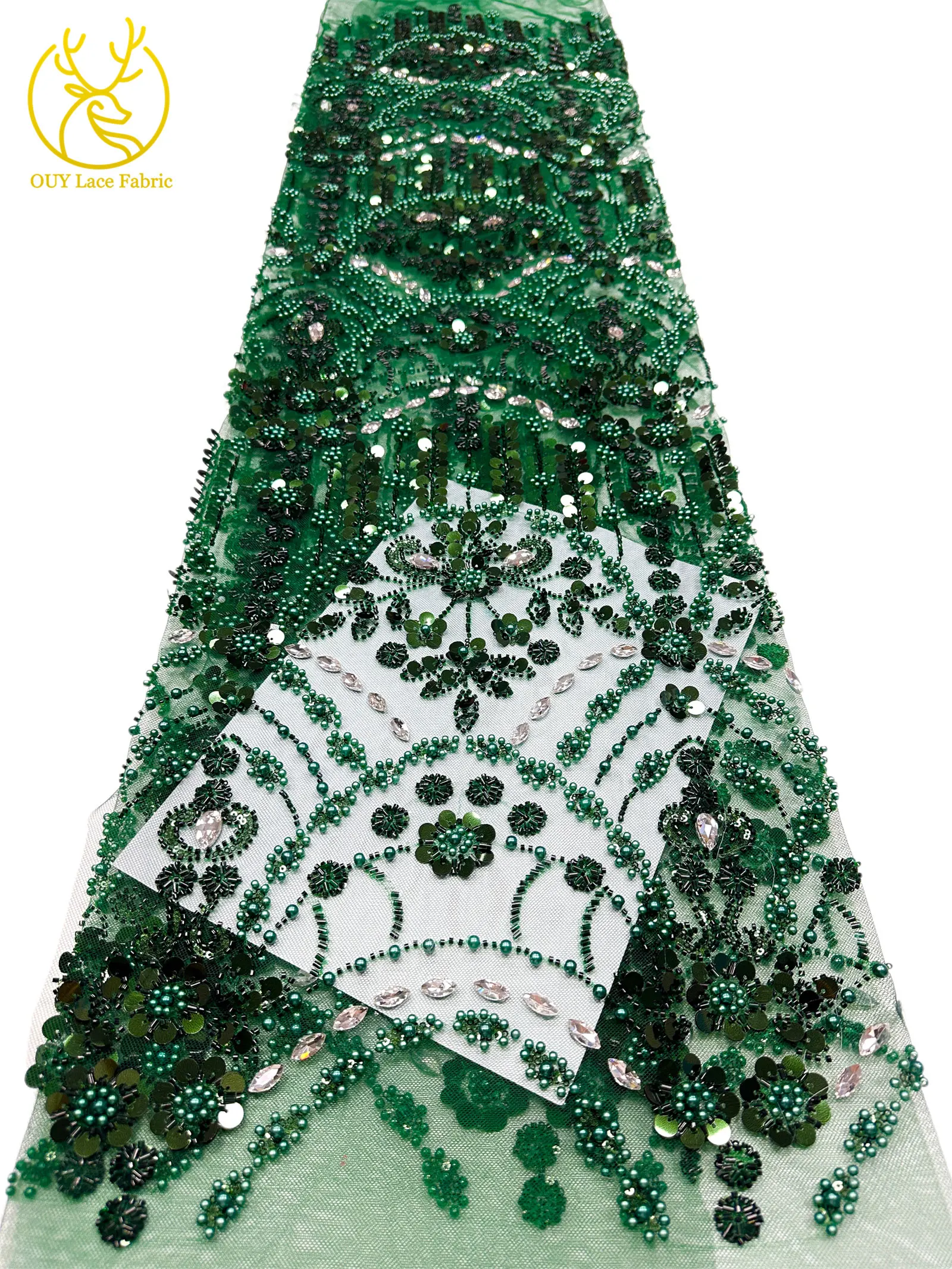 Afrikanischer Spitzenstoff in Traubenlila, französische Pailletten, bestickte Spitze, glitzernde Strass-Spitze für Brautkleider zum Nähen – Detail 23