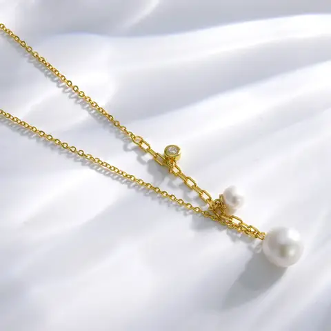 여성을 위한 VOBIPY 핑크 진주 펜던트 목걸이 – 925 스털링 실버, 7-8mm 천연 담수 진주, 결혼 선물용 주얼리