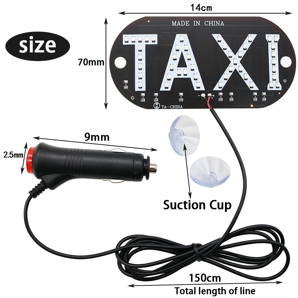 1x Taxi LED Indicator Light Panel Sign Warning Light Car Interior For Taxi Driver Taxi Light With Switch Suction Beacon Signal