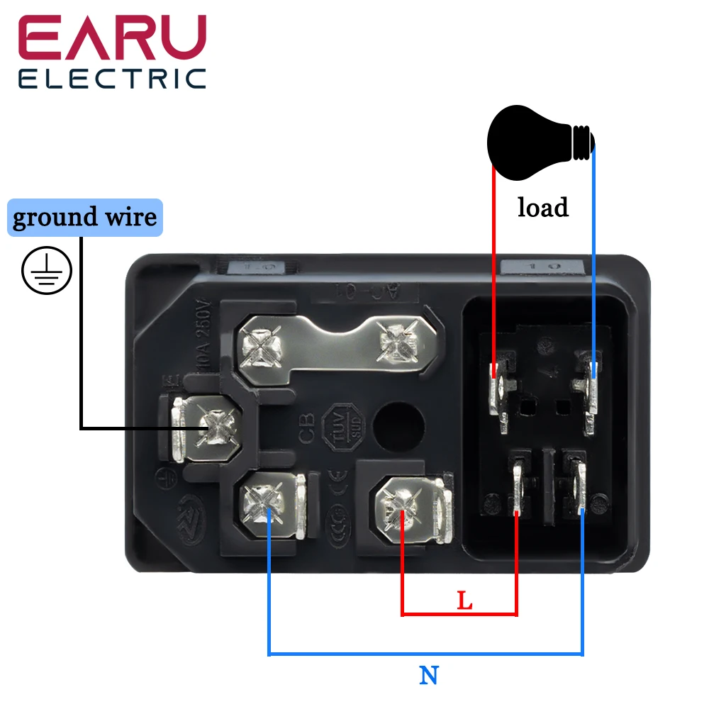Oiyagai 4 Sets IEC320 C14 Steckmodulverbinder Sicherungsschalter Männlich Strombuchse mit Schalter AC 250V 10A (Rot Oiyagai 4 Sets IEC320 C14 Steckmodulverbinder Sicherungsschalter Männlich Strombuchse mit Schalter AC 250V 10A (Rot