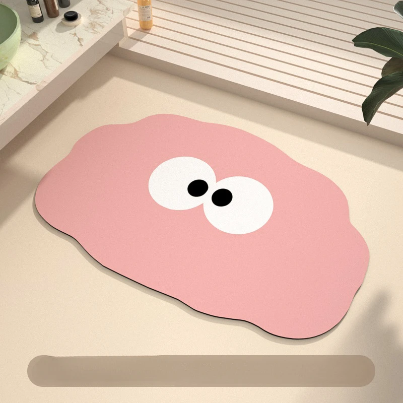 Cartoon bathroom absorbent floor mat, diatomaceous earth anti slip foot mat at the entrance of the bathroom, toilet floor mat