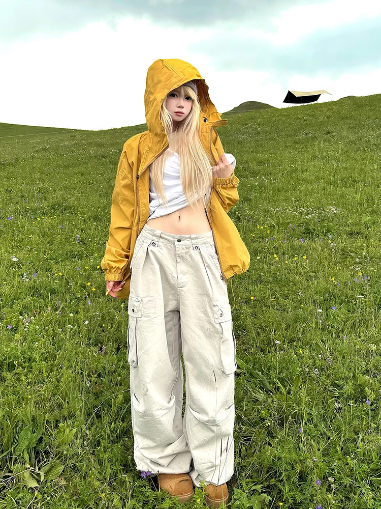 

JMJ американские ретро уличные широкие брюки для спецодежды, мужские свободные повседневные прямые длинные брюки, женские модные брюки-карго