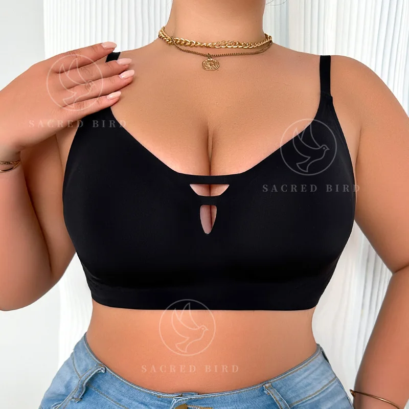 Large size fat mm seamless thin sports bra with adjustable shoulder straps, sexy and beautiful back, no steel ring women's bra