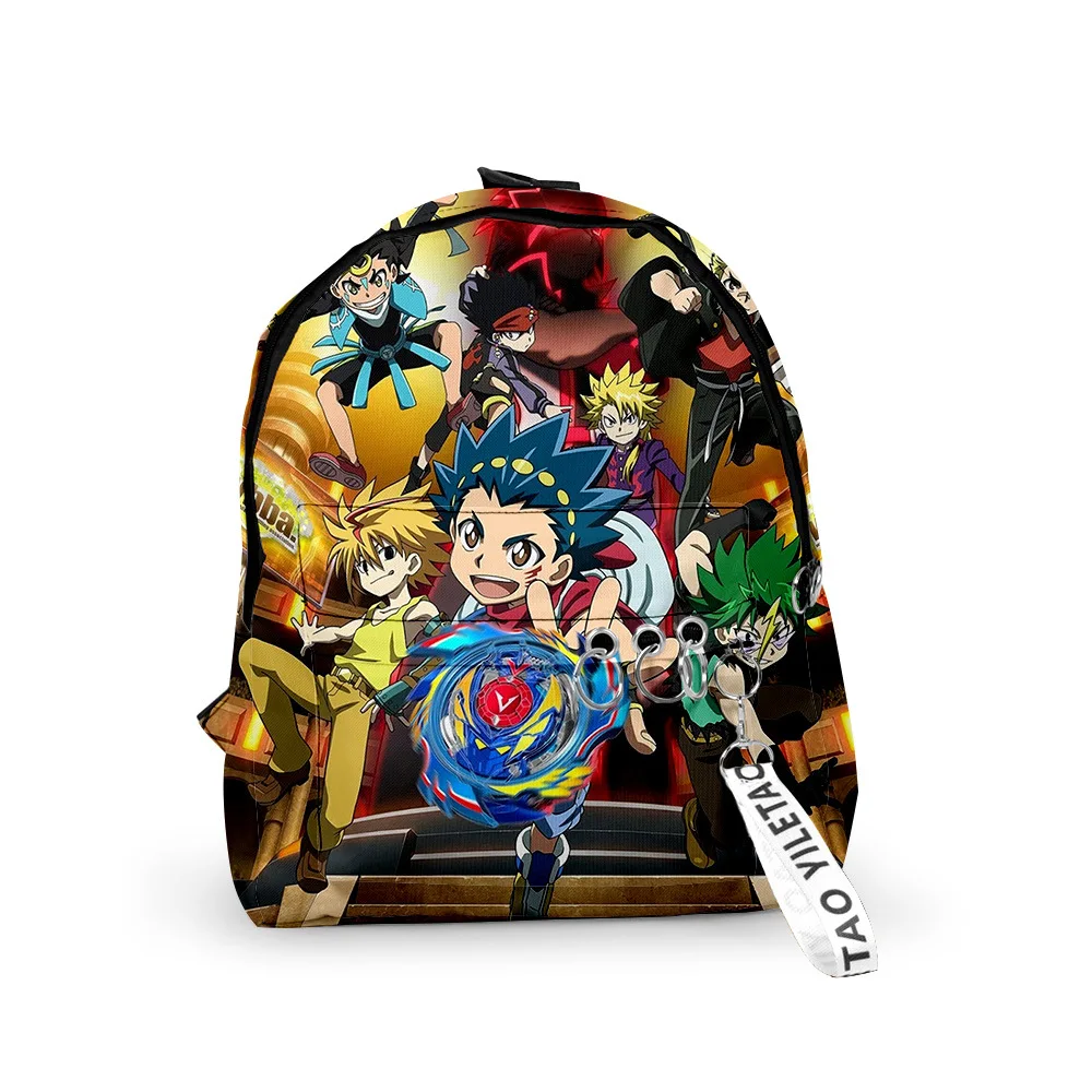 Trendy Beyblade Burst Evolution Backpacks Boys/Girls pupil School Bags 3D Print Keychains Oxford Waterproof Small Backpacks