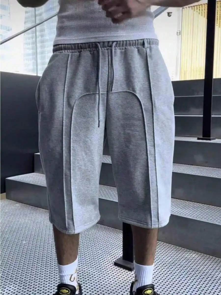 

Mens Elastic Waist Drawstring Loose Straight Cut Casual Shorts Hip Hop Streetwear