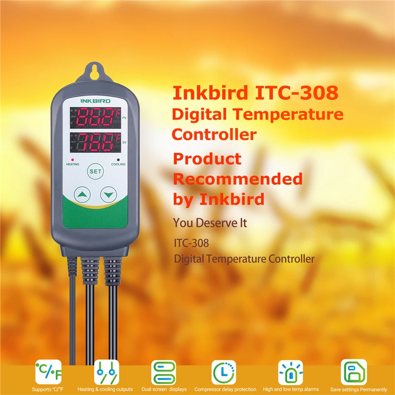 Imagem -03 - Inkbird-controlador de Temperatura Inteligente Aquecimento e Refrigeração Relé Duplo Termômetro Digital Lcd Termostato Regula 220v Plugue ue Itc308