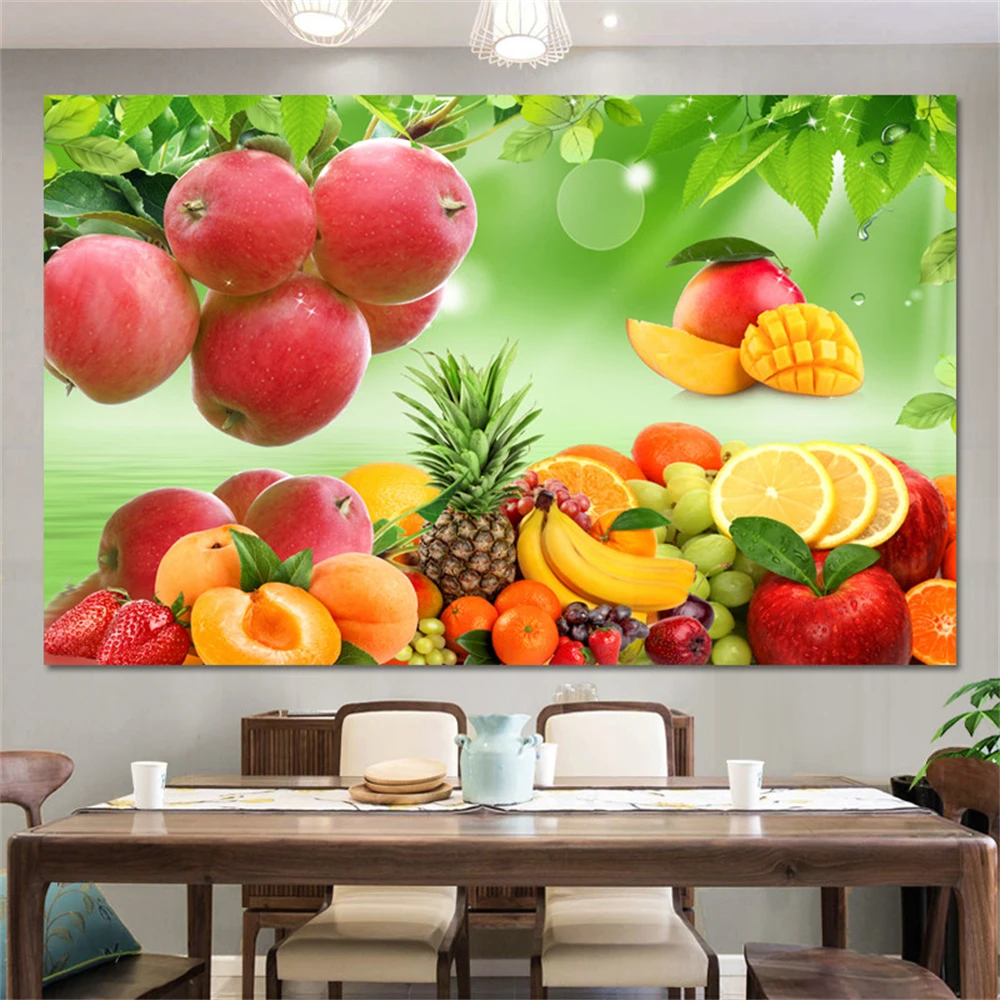 custom papel de parede 3D photo wall mural wallpaper 3d Chain circle fruit picture modern large wall paper home decor Stickers
