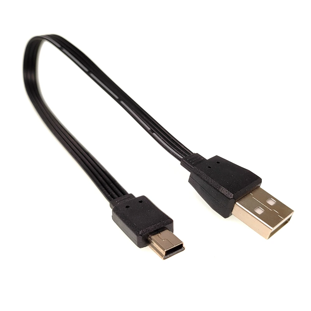 0.1M-1M Mini USB B-type 5-pin plug up, down, left, right 90 ° to USB 2.0 flat silicone mobile phone car recorder data cable