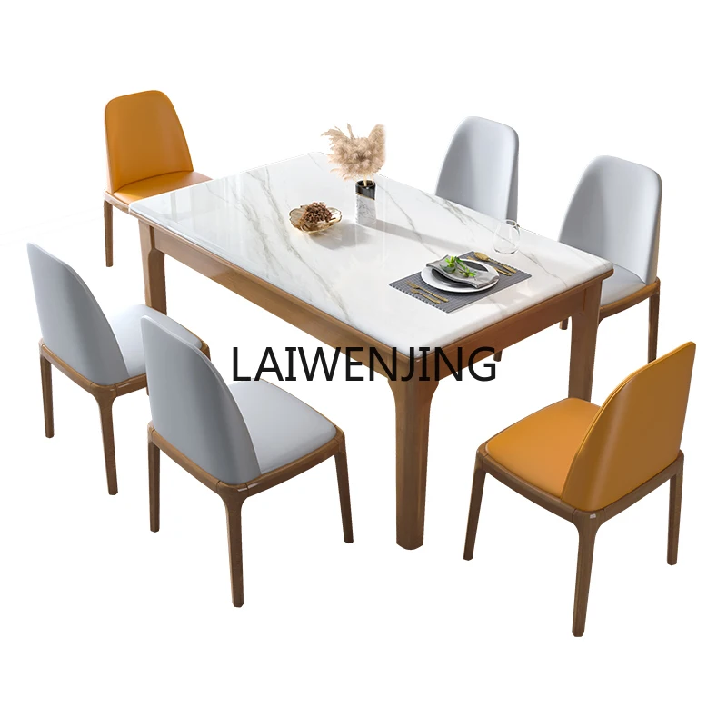 

MJY Nordic rock slab dining table and chair combination all solid wood dining table rectangular light luxury