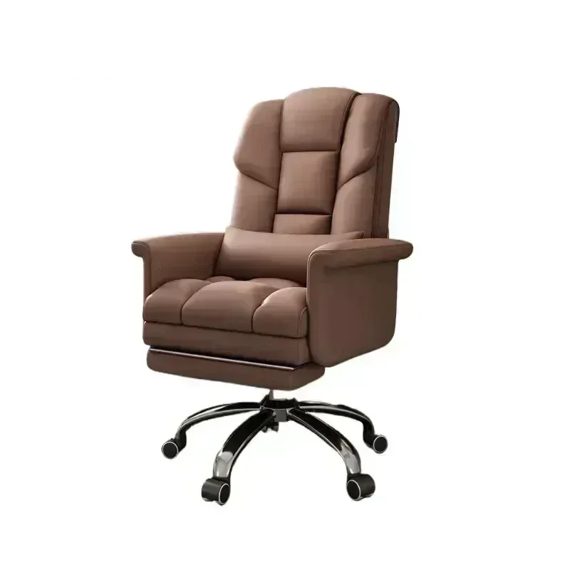 European Steel Boss Leisure Office Chair Light Luxury Bedroom Furniture Computer Chairs with Backrest Home Reclining Armchairs