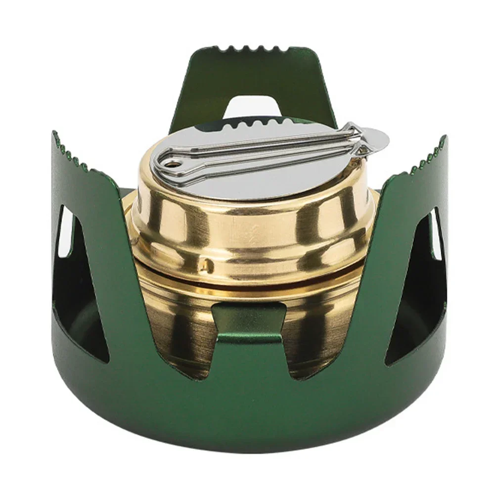 Convenient And Efficient Camping Hiking Stove Alcohol Stove Efficient Ventilation Design Extinguish Lid Foldable Handle