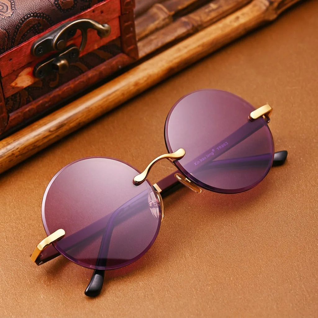 Green Crystal Sunglasses Versatile Rimless Sunglasses Unisex Fashion Sunglasses Comfortable For Unisex Wear Daily Commuting