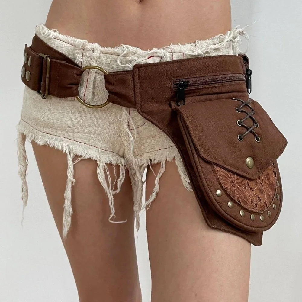 Adjustable Strap Punk Style Belt Waist Packs Multi-functional Lightweight Leg Phone Bag Durable Vintage Design Fanny Pack