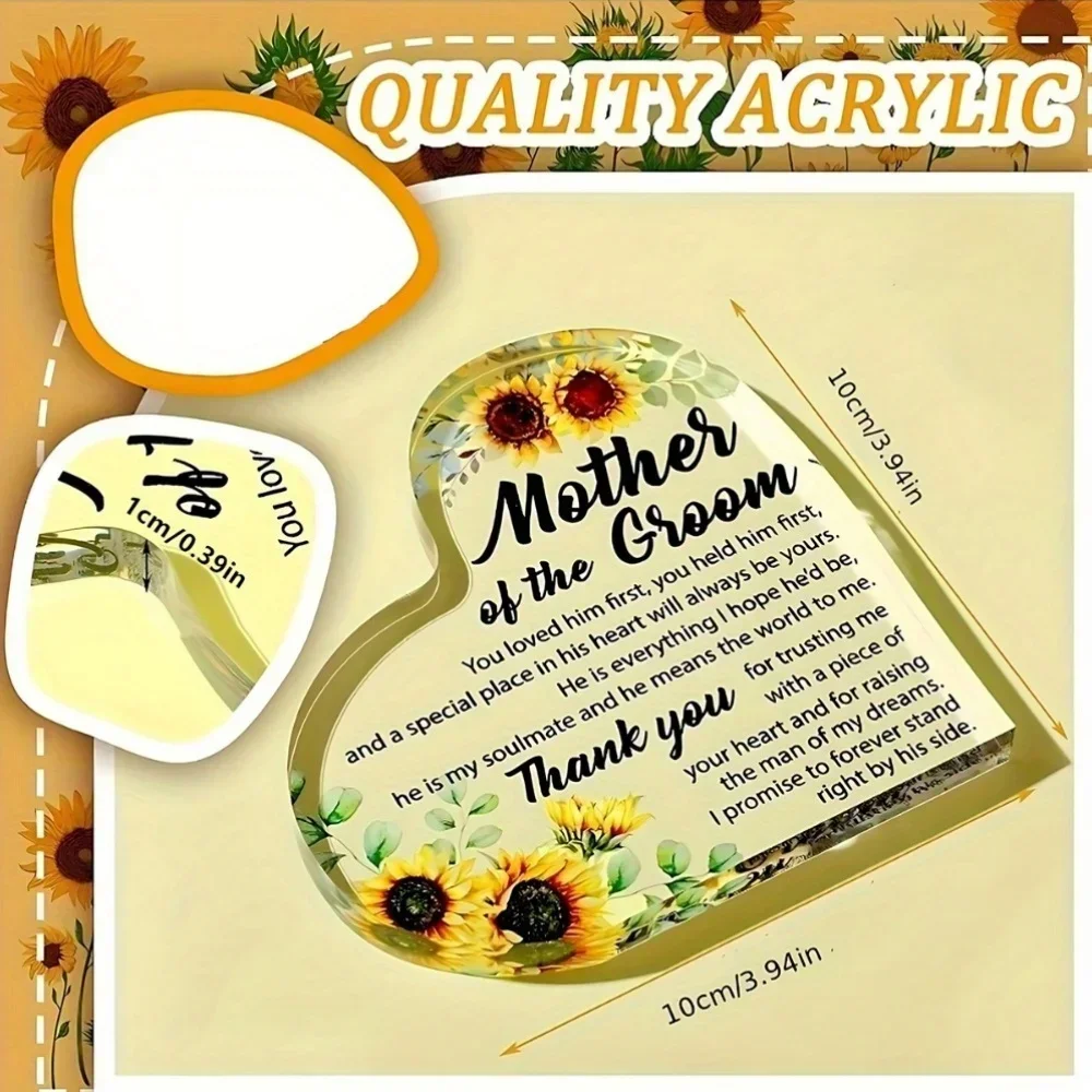 Wedding Thank You Quote Heart Acrylic Ornament Mother Of The Groom Desktop Decoration