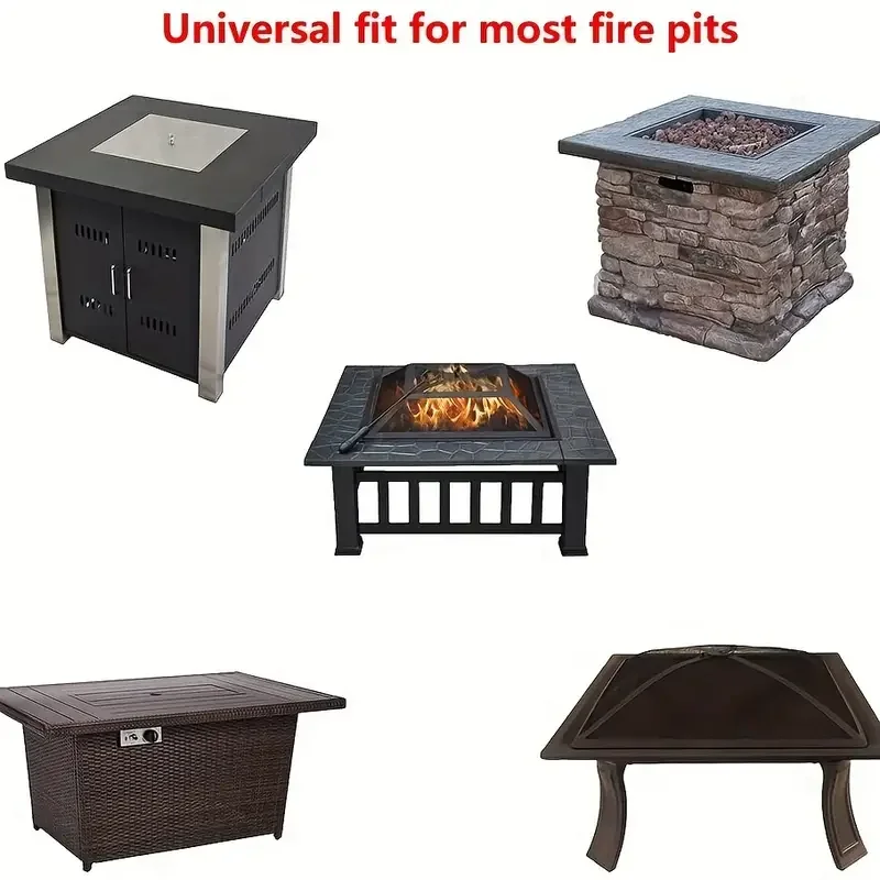 1pcs square gas fire pot cover suitable for most fire pit tables, waterproof heavy duty patio propane fire table cover