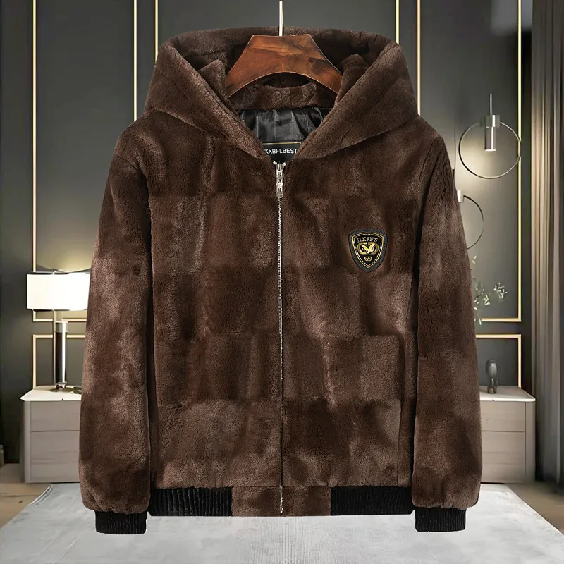 

2025 Winter Fashion Men's Casual Trendy Thicken Faux Fur Coats Male Turn-down Collar Long Sleeve Zipper Coats Male Clothes Tops