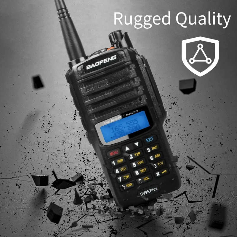 UV-9RPlus 136-174MHz 400-520MHz VHF UHF Dual Band IP67 Waterproof 8W 128Ch Flashlight FM Walkie Talkie UV-9R Plus