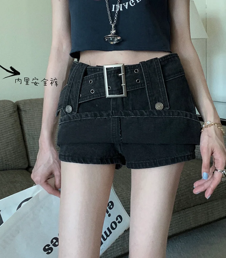High Waist Denim Mini Skirt Women's Hong Kong Style Sexy Short Skirt Bodycon Cotton Blend Washed Pure Color Sumeer w65