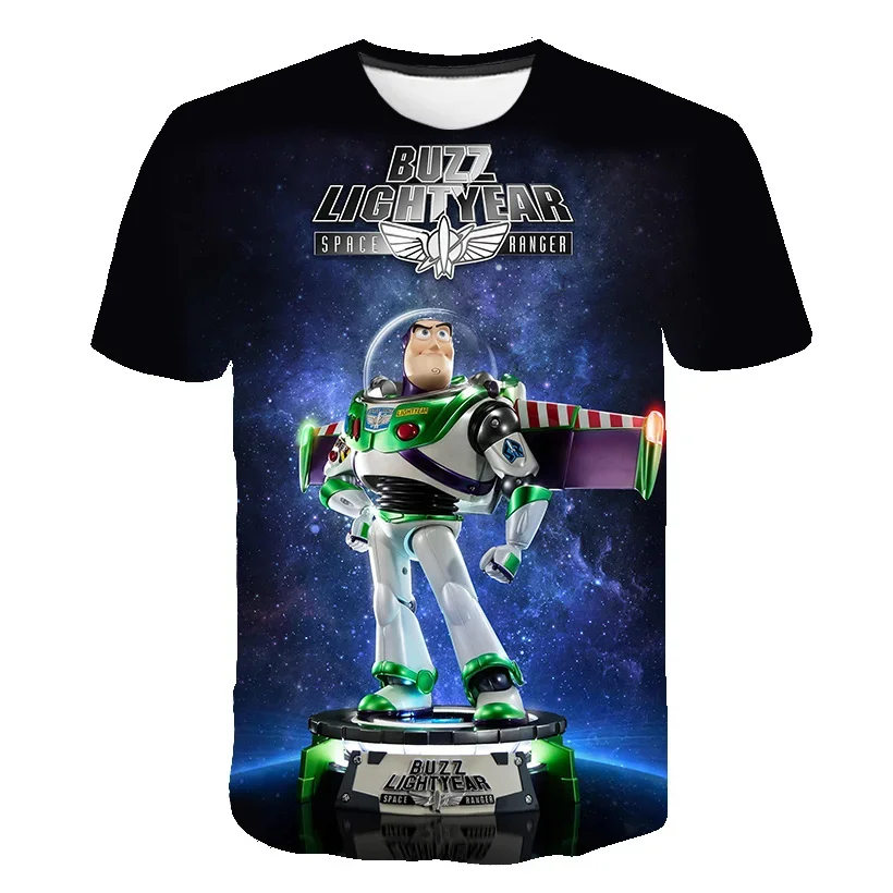 2024 Summer Disney Buzz Lightyear Round Neck Kids 3d Print Tshirt Tshirts Street Boy Girls Casaul Cartoon Cute Tshirt