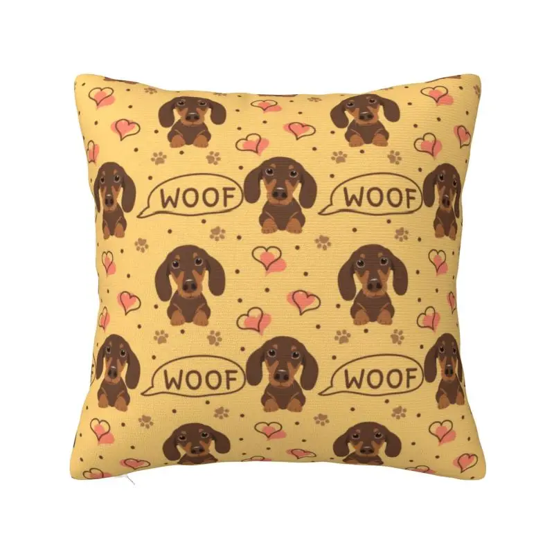 Love Chocolate Dachshund Sausage Dog Throw Pillow Covers Bedroom Decoration Nordic Pet Puppy Outdoor Cushions Square Pillowcase