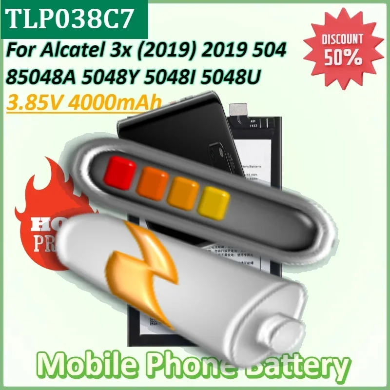 

TLP038C7 TLP038C1 3.85V 4000mAh Mobile Phone Battery for Alcatel 3x (2019) 2019 5048 5048A 5048Y 5048I 5048U Batteries