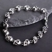 Vintage Gothic Metal Skull Chain Bracelet for Men Personalized Cool Everyday Punk Rock Bike Jewelry Gift