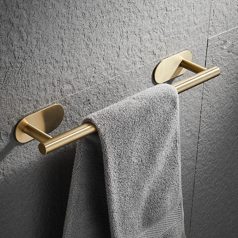 Brushed Gold Bathroom Accessories Set Paper Holder Towel Rack Robe Hook Towel Bar Stainless Steel Bath Bathroom Hardware