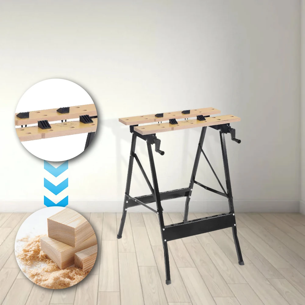 طاولة قابلة للطي منشار حصان 4 مقاعد للكلاب طاولة عمل قابلة للتعديل مع مسطرة قياس ومقياس منقلة لمشاريع النجارة