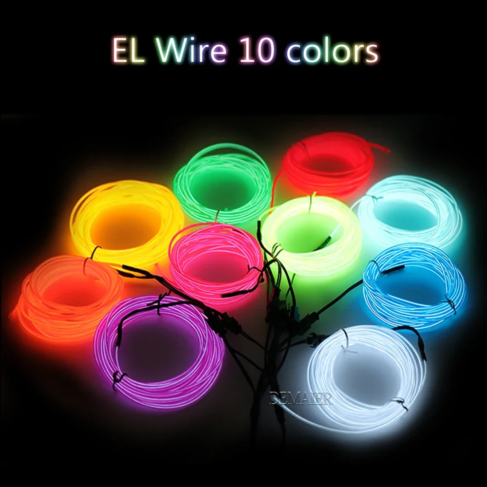 

Glow EL Wire Cable LED Neon Christmas Dance Party DIY Costumes Clothing Luminous Light Decoration Clothes Ball Rave 1m/3m/5m/10m