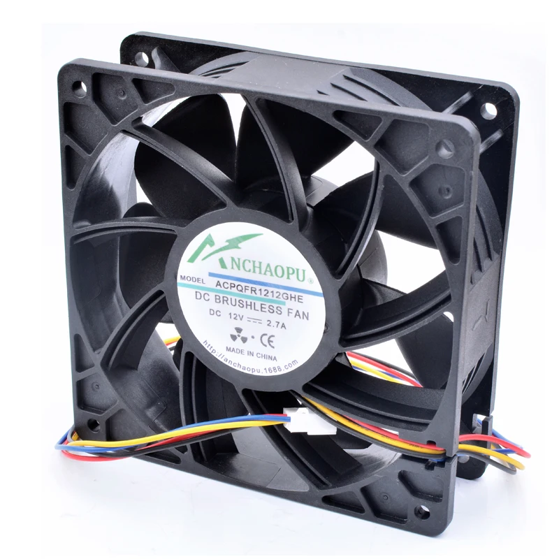 Brand new original ANCHAOPU QFR1212GHE 12cm 12038 120x120x38mm 12V 2.7A 4 lines pwm server chassis large air volume cooling fan