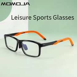 MOMOJA Ultra-light Safe TR90 Silicone Basketball Eyewear Square Big Optical Prescription Sports Glasses Frames For Men B5002