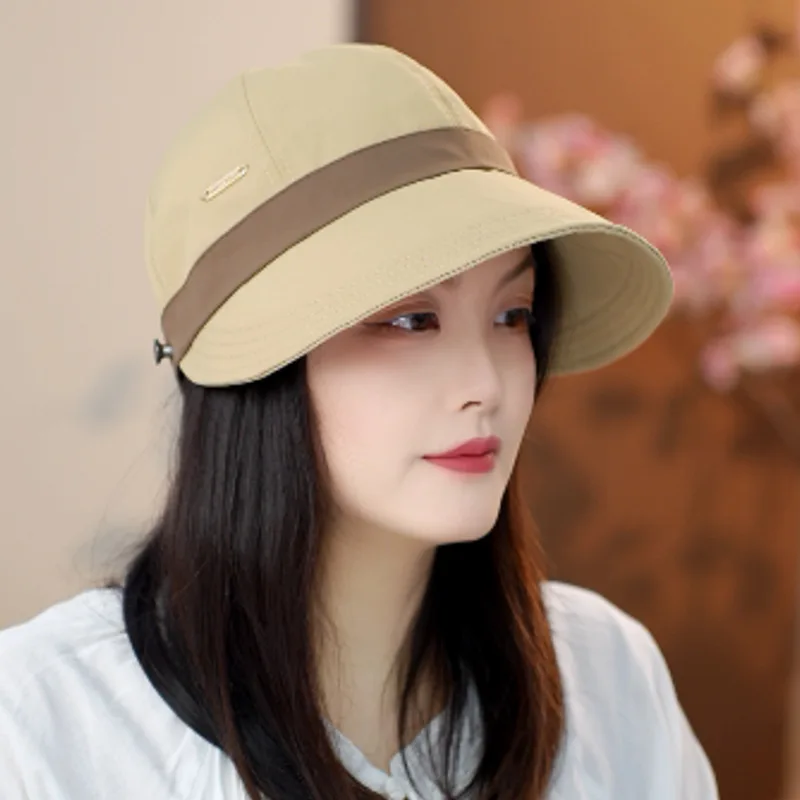 Ruth Color Matching Wide Brim Cap 여성용 다목적 양산 버킷 모자 얼굴 표시 작은 속건성 승마 모자