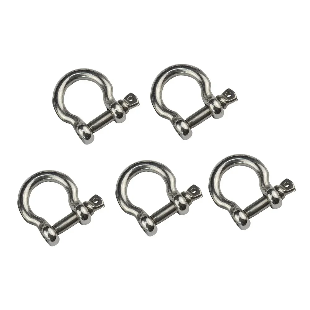 

5PCS 304 Stainless Steel Bow Shackle With Screw Pin Rigging Hardware 4mm 5mm 6mm 8mm 10mm Tow Shackle For Survival Bracelets