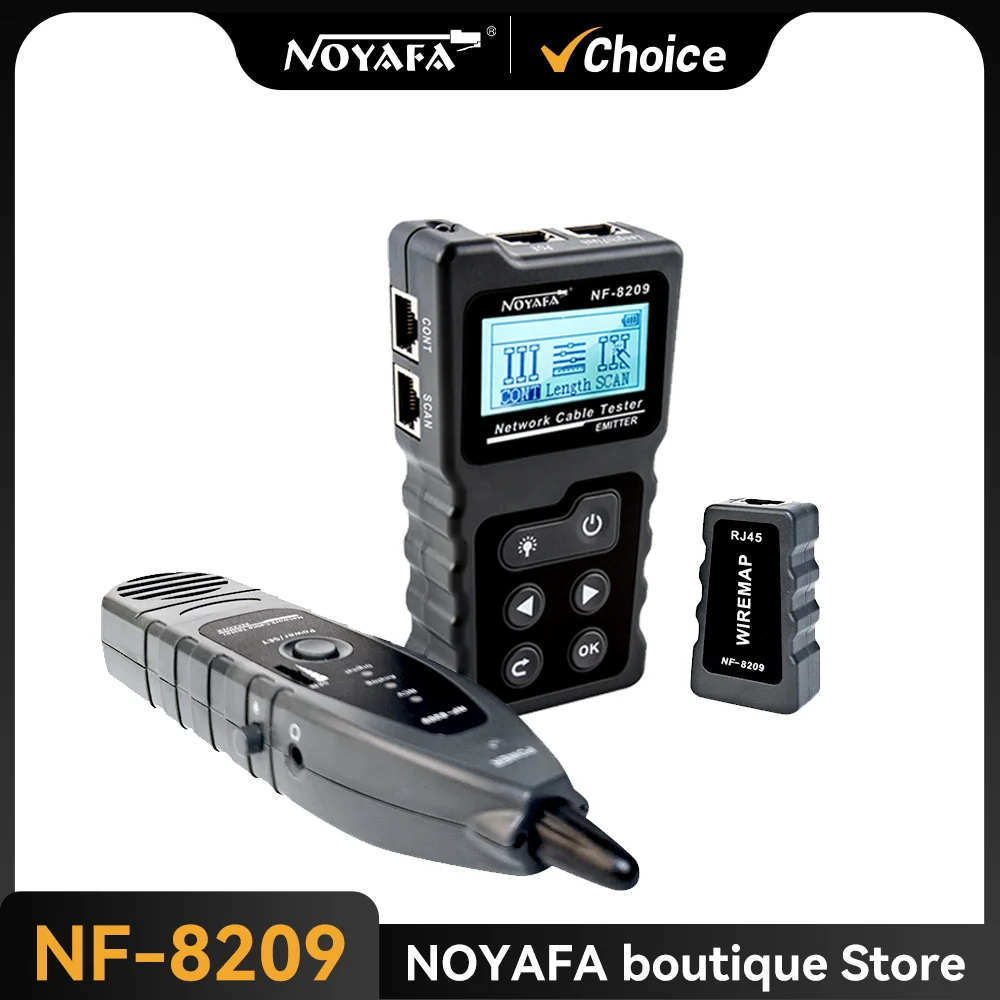 NOYAFA NF- 8209 Network Cable Tracker Cat5 Cat6 PoE Tester Detect Voltage Measure Fault Distance Cable Tester with NCV & Lamp