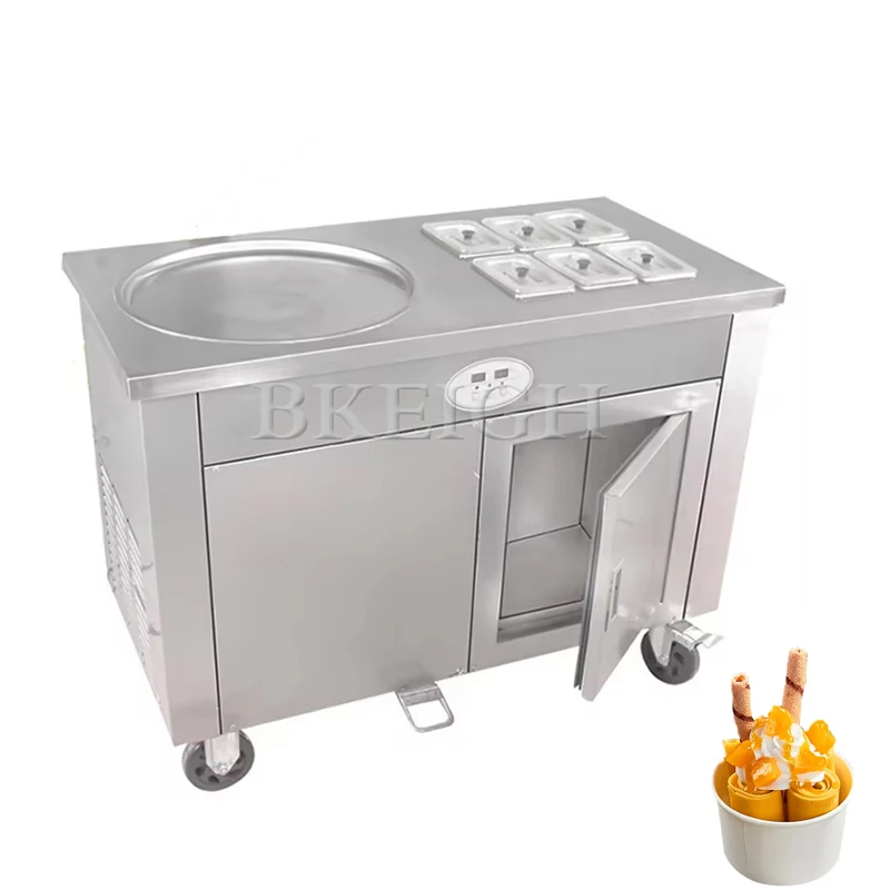 

2024 New Design Single Pot Stir Fried Yogurt Machine, Stainless Steel Deep Fried Ice Cream Roll Machine