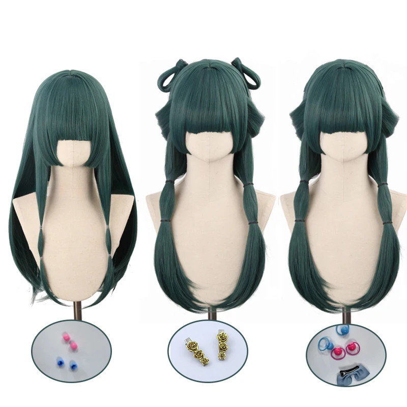 

Maomao Cosplay Wigs Anime The Apothecary Diaries Wig Accessories Dark Green Long Hair Mao Mao Wig Heat Resistant Synthetic Hair
